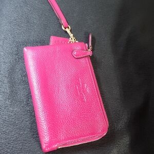Coach Pink Leather Wristlet